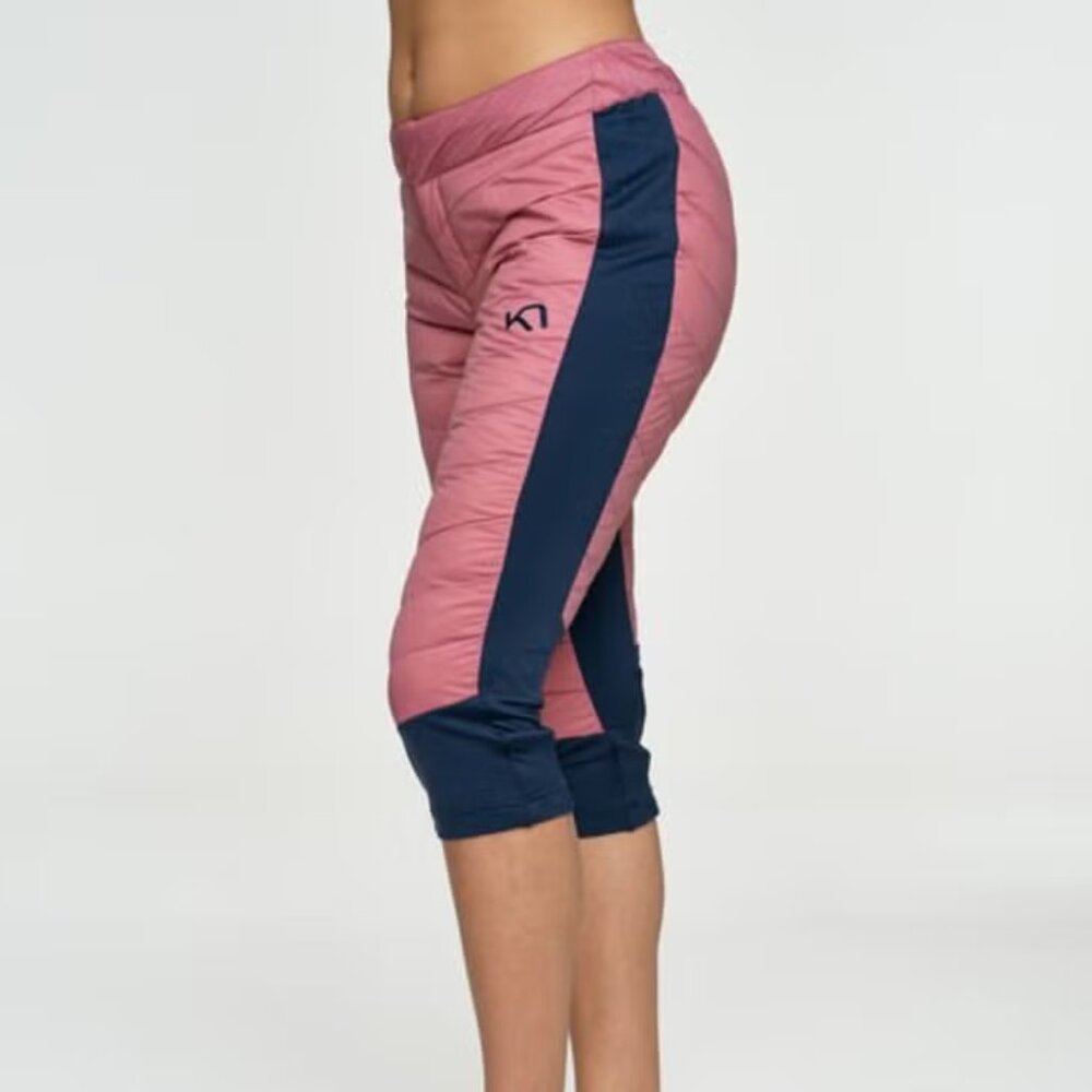 EUC - down puffer 3/4 pants - L Kari Traa Eva High Waist Capri - navy/pink